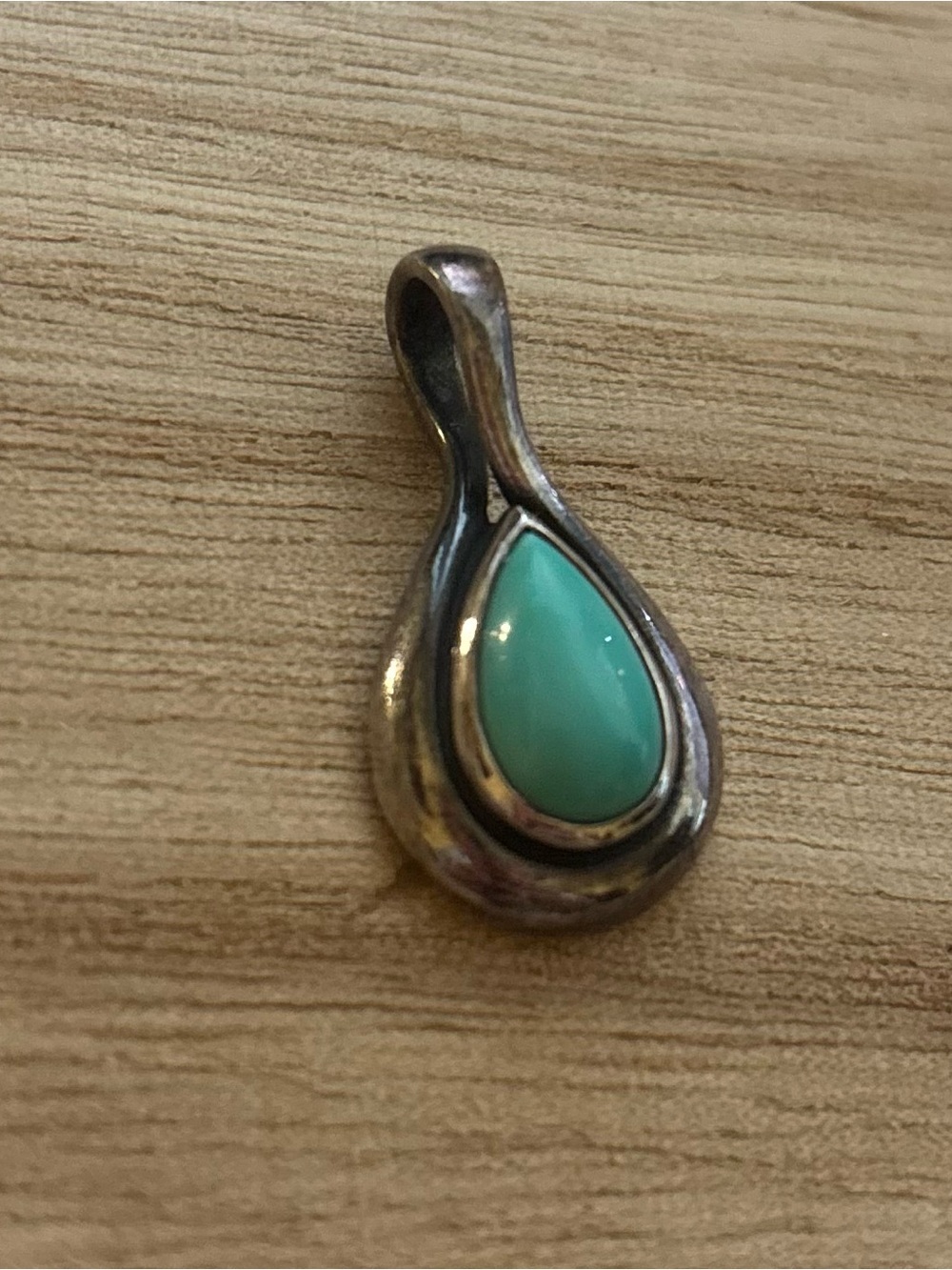 James Avery Sterling Silver Teardrop Pendant with Turquoise Stone